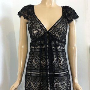 Milly Of NY Illusion Lace Deep V Empire Dress - 8